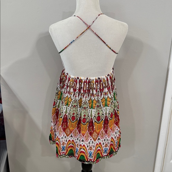 Zara vibrant Multicolor Embroidered boho strappy mini babydoll Dress - Picture 5 of 6